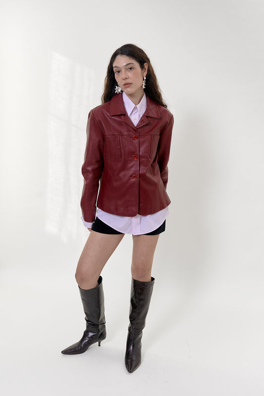 Vintage burgundy leather jacket