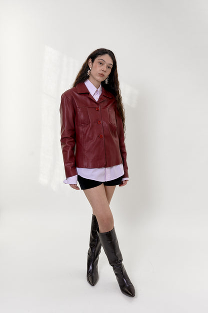 Vintage burgundy leather jacket