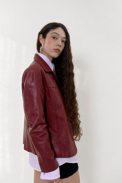 Vintage burgundy leather jacket