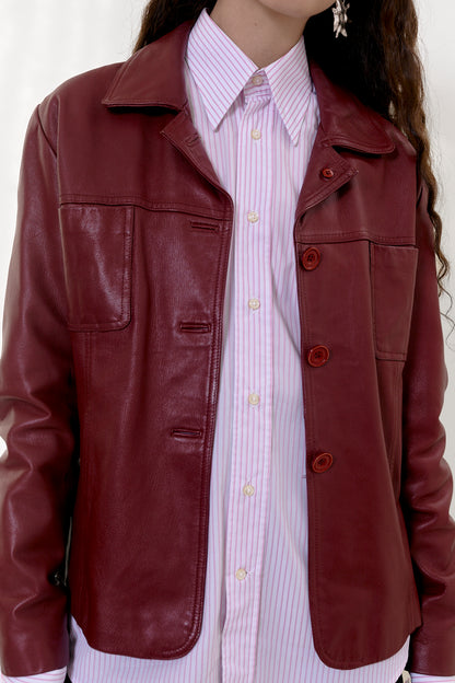 Vintage burgundy leather jacket