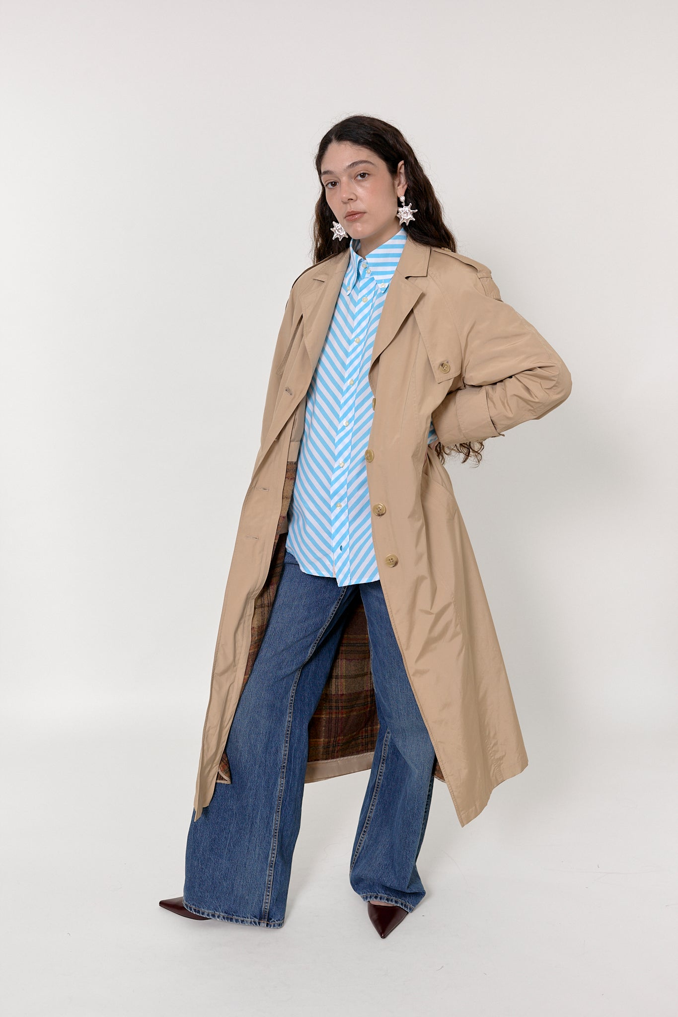 Classic padded beige trench