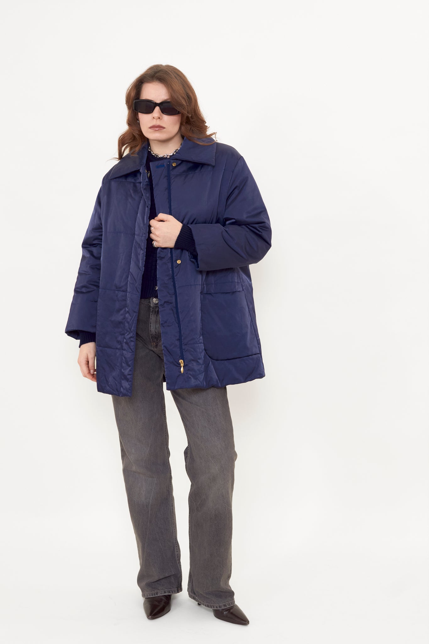 Blue winter puffer jacket