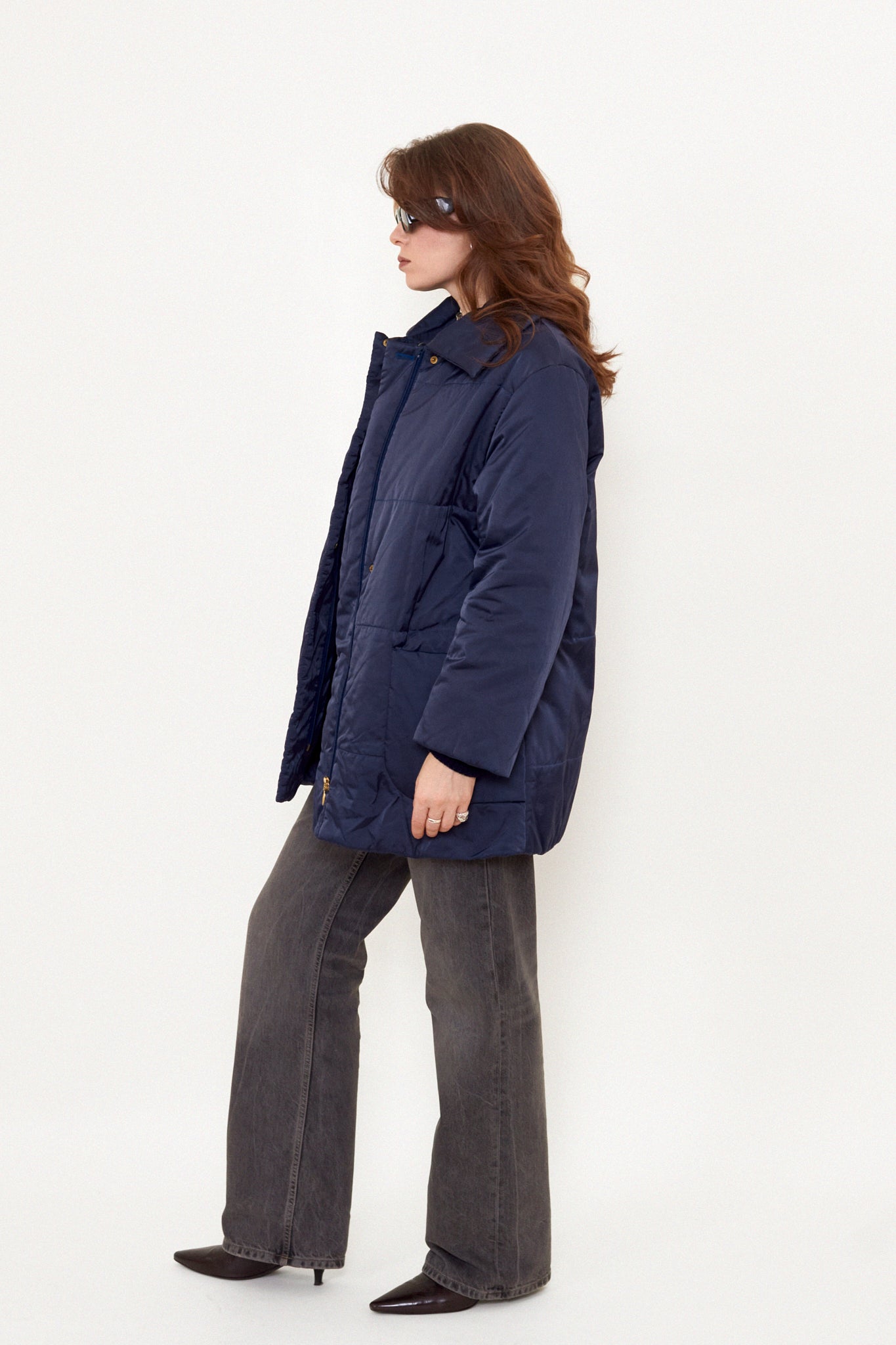 Blue winter puffer jacket