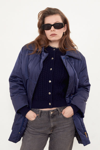 Blue winter puffer jacket