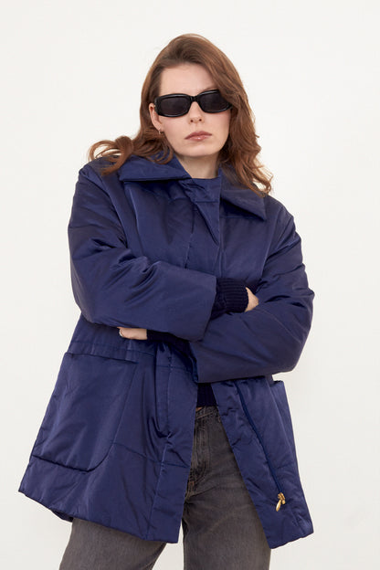 Blue winter puffer jacket