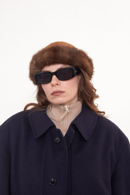 Suede winter hat with fur