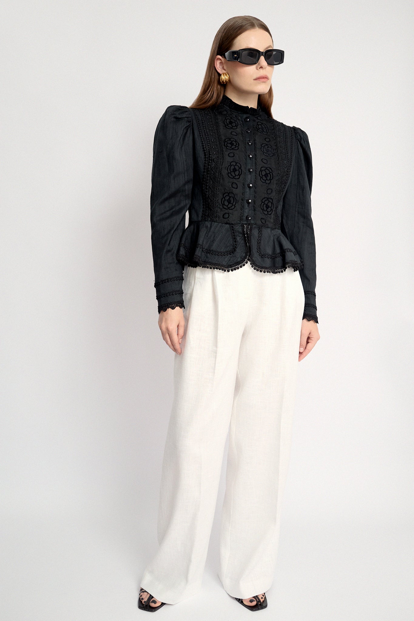 Embroidered silk blouse