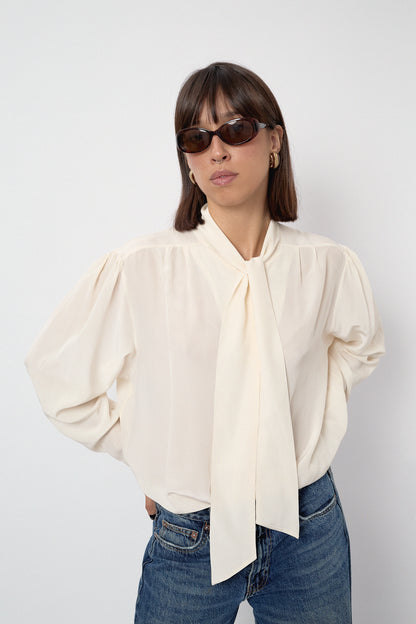 Cream silk blouse