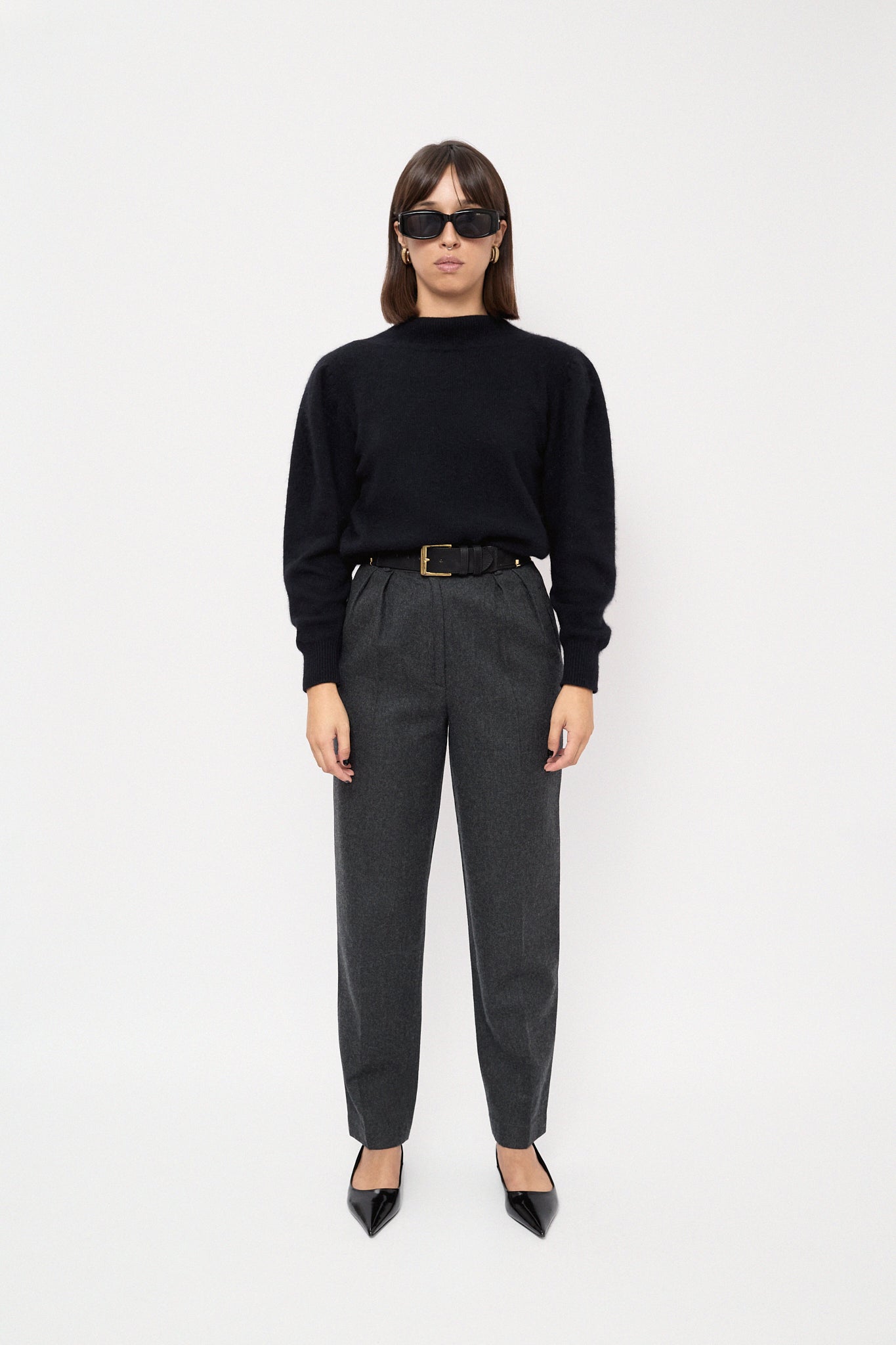 Fitted wool trousers