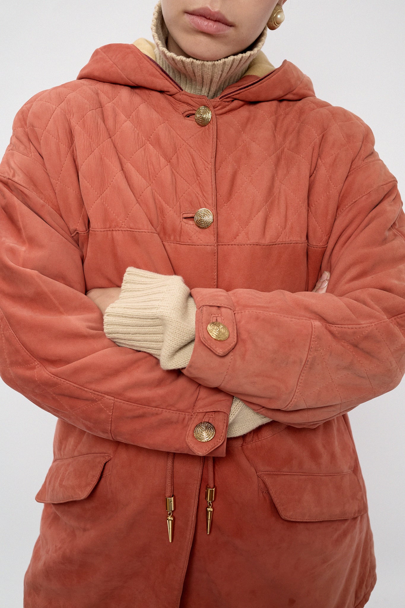 Suede padded winter jacket