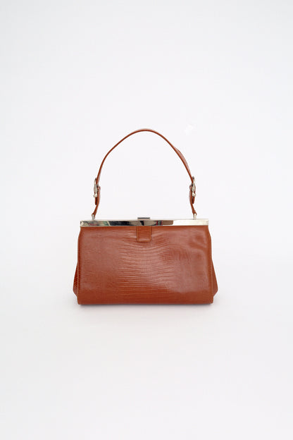 Brown leather handbag