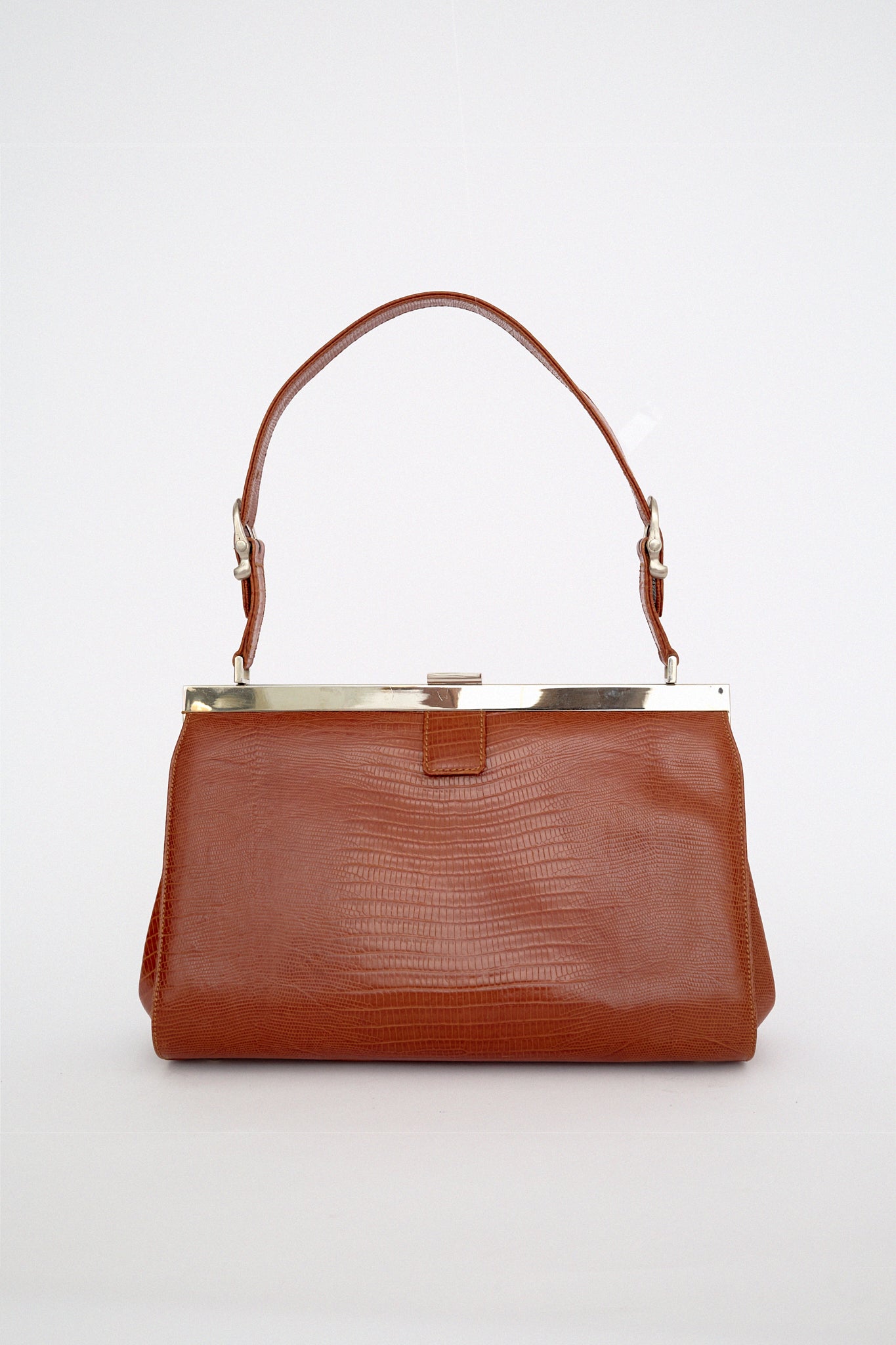 Brown leather handbag