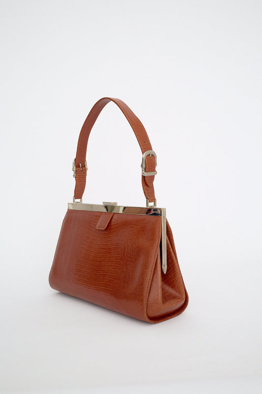 Brown leather handbag