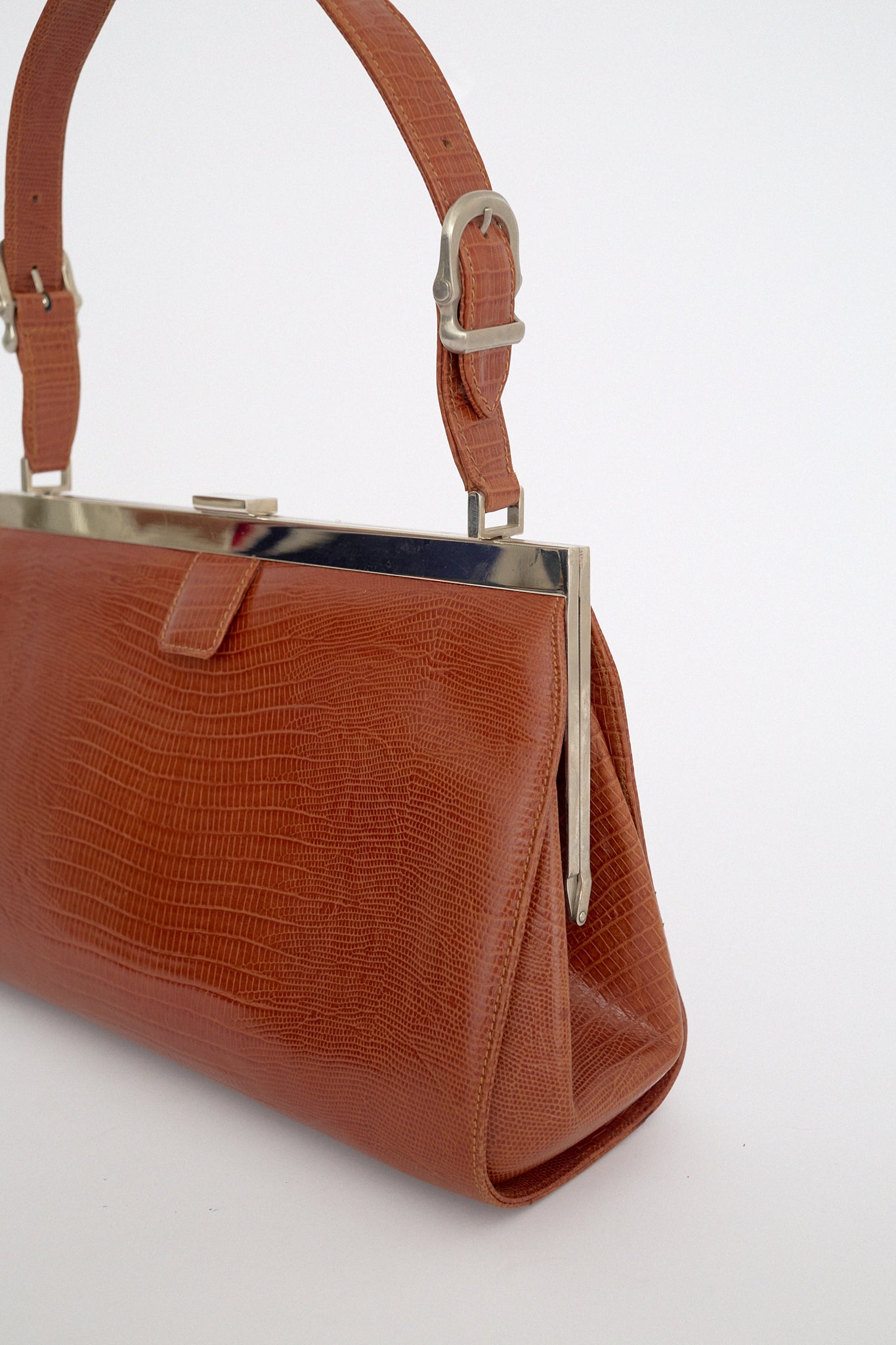 Brown leather handbag