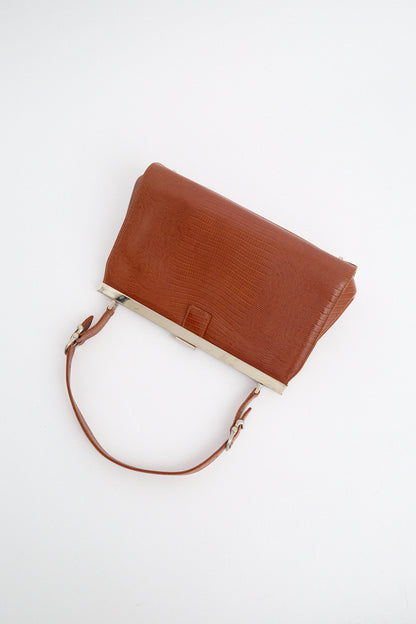 Brown leather handbag