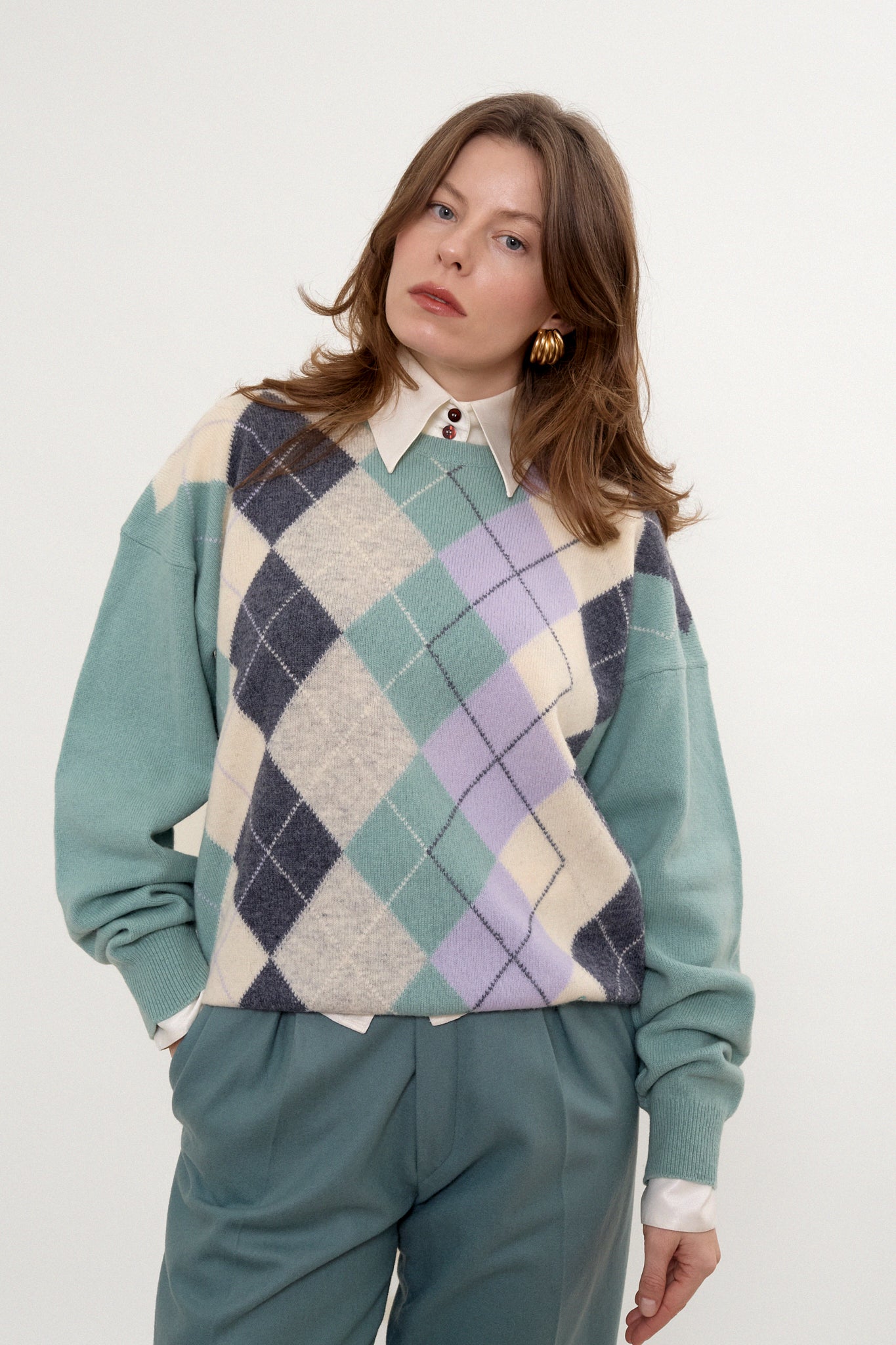 Lose fit argyle jumper