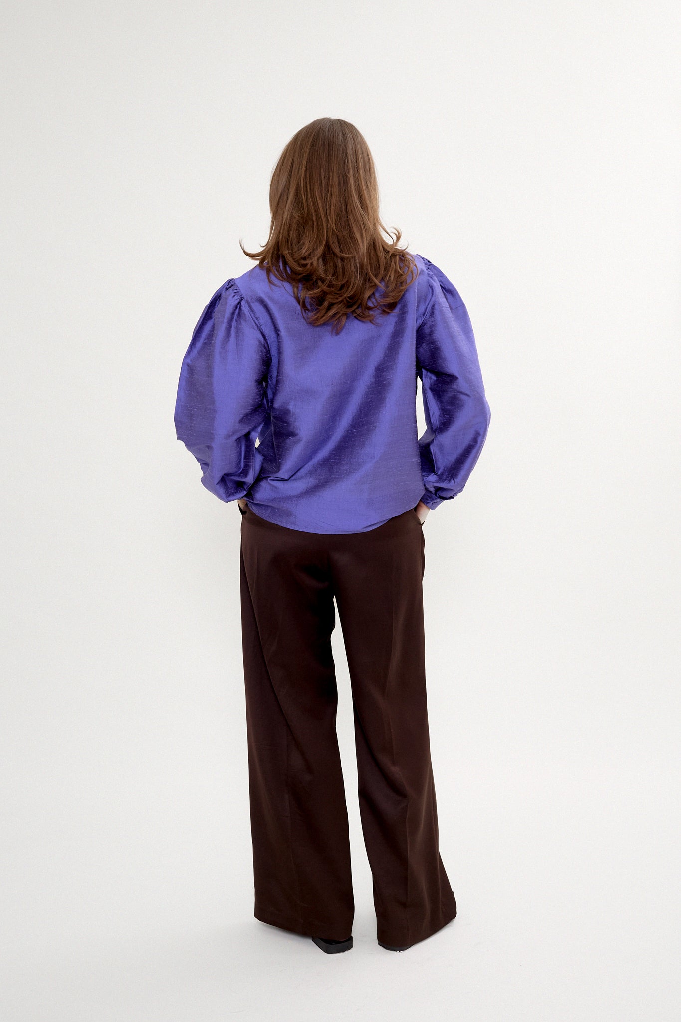 Silk blouse with puffed sleeves