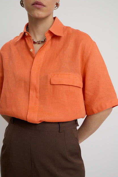 Orange linen shirt
