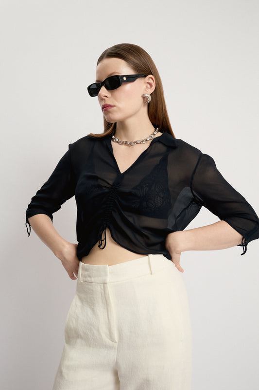Transparent cropped top